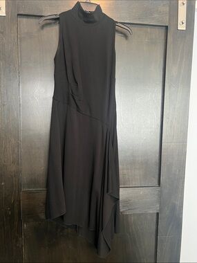White House Black Market Black Sleeveless Asymmetric High-Neck Dress